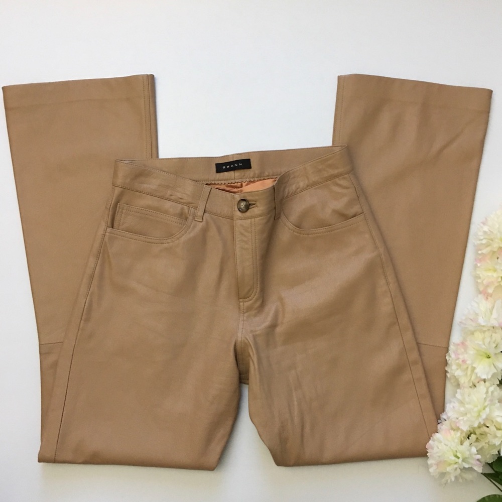 Swann Vintage Leather Pant Tan Camel Color